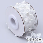 Flower Applique Lace Pearl Embroidery Fabric Sew Craft Trims Wedding Dress Decor