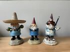 Travelocity Resin Gnomes Rare Three Piece Collection Roaming, Mexico, Caribbean
