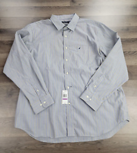Nautica Long Sleeve Button Down Men's Shirt 100% Cotton Slim Fit XXL Stripe NWT