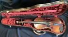 Antique Violin for restoration Stradivarius Label & Fine Faux Crocodile Case