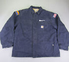 Carhartt FR Jacket Mens XXL Tall Blue Quilted Canvas Zip Up Flame Resistant Coat