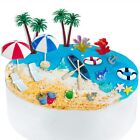 21 Pieces Beach Cake Toppers Hawaiian Chair Boat Palm Tree Umbrella Dollhouse De