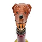 Vintage Hand Carved Dog Head Wood Bottle Cork Stopper ANRI