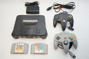 Nintendo 64 Black Console + 2Controller + Accessory+soft Region Free Used Tested