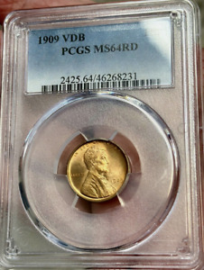 :1909-P VDB 1C LINCOLN CENT PCGS MS64RD SHINING RED LOWER POP HIGHEST GRADES