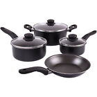7 Piece Black Cookware Set Nonstick Pots,Pans Home Kitchen Cooking Non Stick