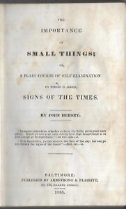 Rev John Hersey 1835 Importance of Small Things old Georgetown DC/MD Methodist