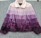 Jean Crisan Fourrure Beaver Fur Jacket Women M Dyed Sheared Ombre Purple Vintage