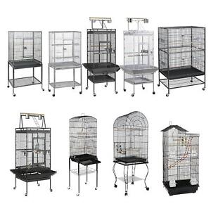 Multiple Sizes Large Bird Iron Cage Play Top Parrot Macaw w/Perch Stand & Wheels