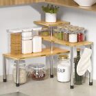 Hellojin Kitchen Counter Organizer Corner Shelf - 3 Tier Bamboo Bathroom Organi