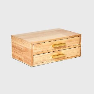 Two Drawer Wood Organizer Jewelry Box - A New Day Light Brown