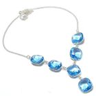 Brazil Blue Aquamarine Gemstone 925 Silver Stylish Jewelry Necklace 18