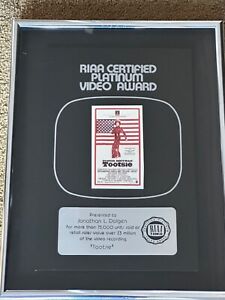 TOOTSIE Movie Vintage CERTIFIED RIAA PLATINUM VIDEO Recording Sales Award