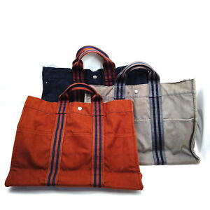 Hermes Tote Bag  Tote Bag Hand Bag 3 set Browns Canvas 1018347