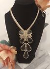 SCHREINER Clear Faceted Inverted Lucite Glass Rhinestone Pin Pendant NECKLACE