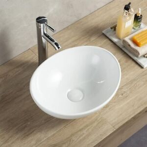 Bathivy Oval Bathroom Vessel Sink, Modern above Counter Vanity with Pop Up Drain