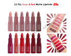 12 PC Red & Nude Matte Lipsticks - Kleancolor Adorbs Lipstick Set, US SELLER