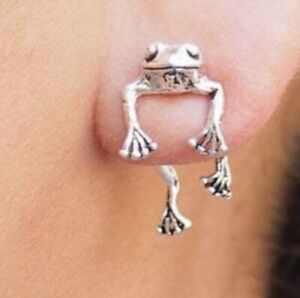 925 Silver 3-D Frog Post/Stud Earrings