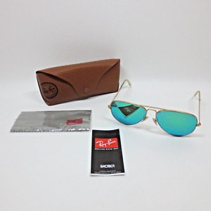 Ray Ban Sunglasses Large Aviator RB 3025 112/19 Gold/Green Flash w/Case 58[]14