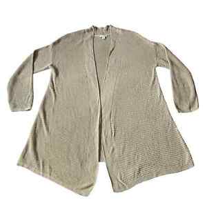J. Jill Linen Blend Loose Knit Longline Open Front Cardigan Sweater Size Large