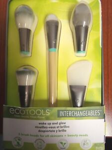 EcoTools Wake Up + Glow Interchangeables Makeup Brush Set with Case, With Beauty