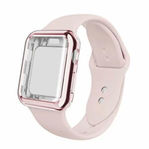 Silicone Band & Screen Protector Case For Apple Watch 3 / 4 / 5 / 6 / 7 / 8 / 9