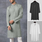 US STOCK Men Indian Kurta Shirt Long Sleeve Ethnic Festival Kaftan Pajamas Shirt