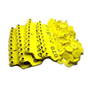 US Stock 100x Yellow 001-100 Number Plastic Livestock Ear Tag 3