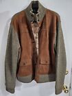 POLO Ralph Lauren Hand Knit Wool Tweed Leather Suede Sweater Jacket RRL Large