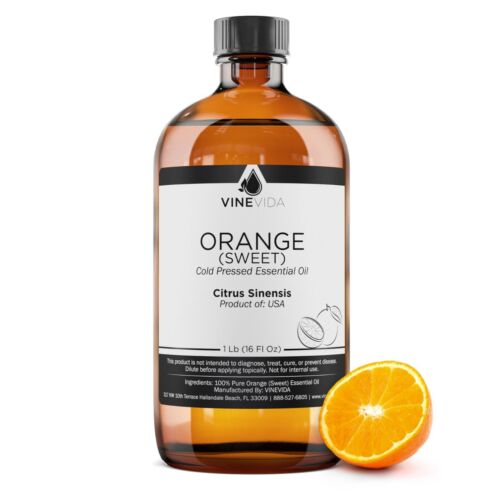 Sweet Orange Essential Oil 16 Oz Wholesale Price in Glass Bottle, Orange (Sweet)