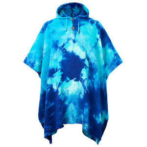 LLAMA WOOL UNISEX SOUTH AMERICAN PONCHO PULLOVER JACKET ABSTRACT SKY BLUE