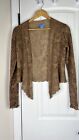 White + Warren Womens Open Front Snake Print Cashmere Cropped Cardigan Sz S