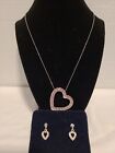 Montana Silver Large Open Pink Heart Necklace with Earrings