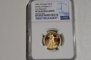 NGC PF70UC | 2021 W Proof $10 Type 1 American Gold Eagle 1/4 oz -First Releases