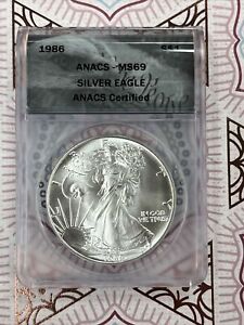 MS69 1986 American Silver Eagle KEY DATE ANACS Classic Label