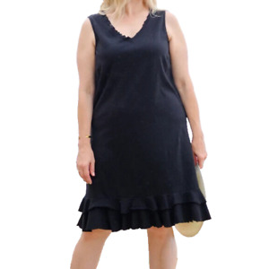 FRESH PRODUCE 3X BLACK SUNRISE Cotton Flounce V Neck Dress $68 NWT New 3X