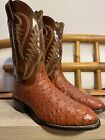 Men’s Exotic Cowboy Boots Nocona Full Quill Ostrich Size 9 D Brown Made In USA