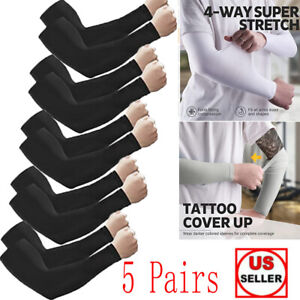 5 Pairs Cooling Arm Sleeves for Men & Women UV Sun Protection Tattoo Cover Up US