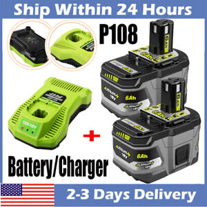 2X For Ryobi P108 lithium battery 6.0Ah 18V one+ Battery Lithium/Charger