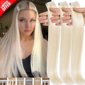 New ListingCLEARANCE Tape In Remy Human Hair Extensions Skin Weft FULL HEAD BLONDE 18 20 22