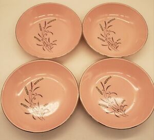 Set of 4 Vintage 1950s Pink Taylor Smith Taylor Versatile Wheat Soup Bowls 6.75