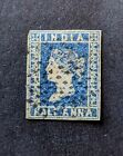 INDIA Scott 2, 1854 Blue, scarce used imperf stamp!