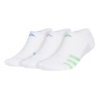 adidas Men's Superlite Stripe 3 No Show Socks (3-Pair), White Size 6-12