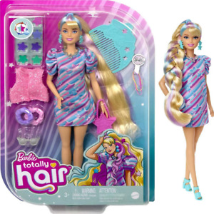 Barbie Totally Hair Fashion Doll with Star Theme, Extra-Long Hair & 15 Styling A