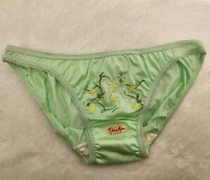 VTG ELSIE MIAMI Bikini Briefs PANTIES Silky Nylon FLOWERS NOS GREEN S