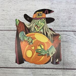 Vintage Dennison Halloween ~ WITCH & JACK ‘O LANTERN Die Cut Decor