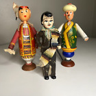 Vintage Yugoslavia Figurine Set of 3 Hand Painted Wooden and Plastic