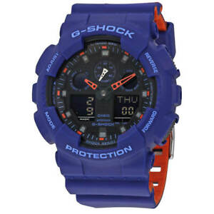 Casio Men's Watch G-Shock Ana-Digi Dial Blue Resin Strap Dive GA100L-2A