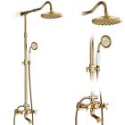 Antique Brass Shower Faucet System Exposed 8in Rainfall Head Shower Fixture set