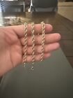 10K Solid Yellow Gold 5mm  Men's Women's Diamond Cut Rope Chain Necklace 22”